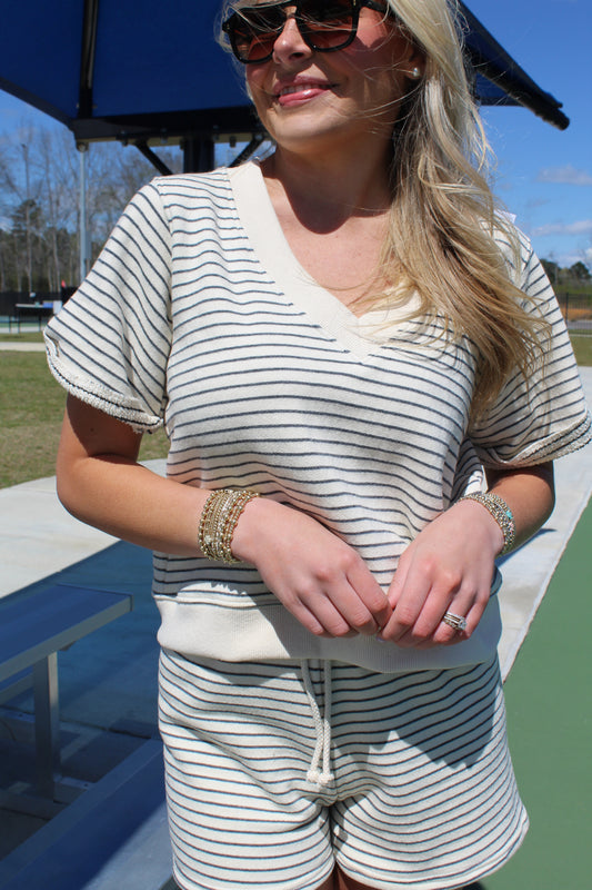 Briggs Striped V-Neck Sweatshirt