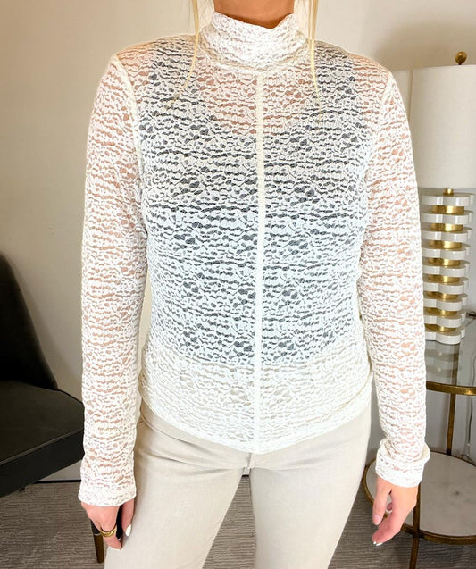 Long Sleeve Textured Mock Neck