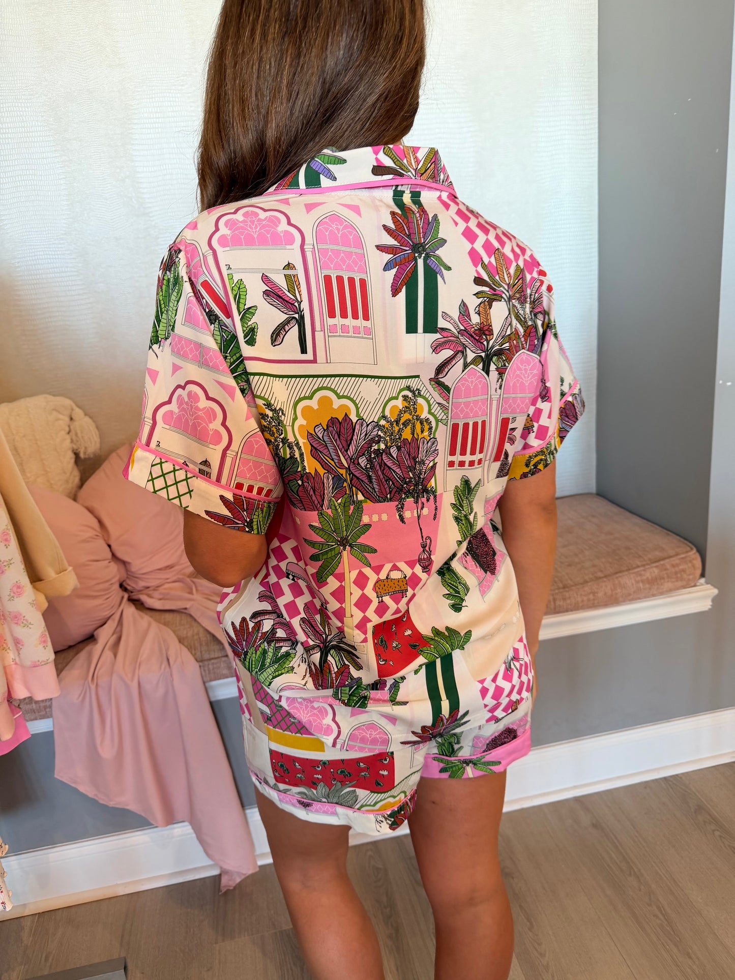 Greco Garden Pajama Shorts Set