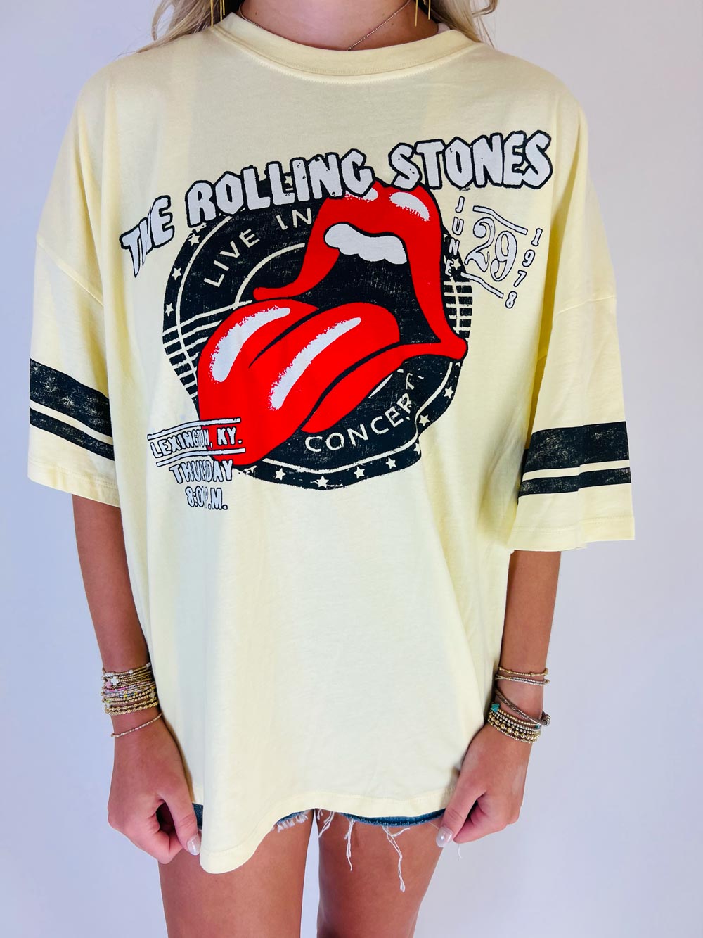 Rolling Stones Concert Stamp Tee in Yellow Fizz : One Size