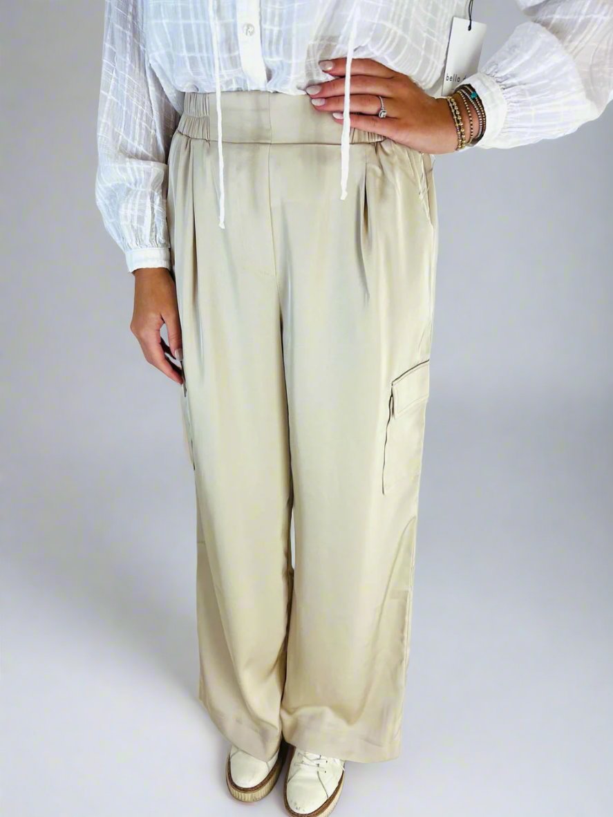 Pull On Satin Cargo Pant