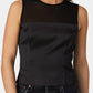 Structured Satin Sleeveless Crew