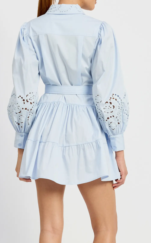 Embroidered Mini Shirt Dress