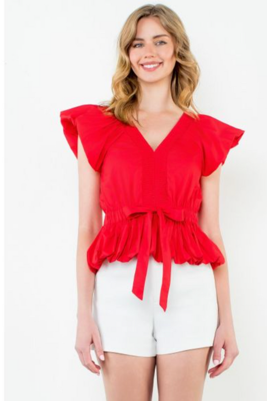 V Neck S/S Top