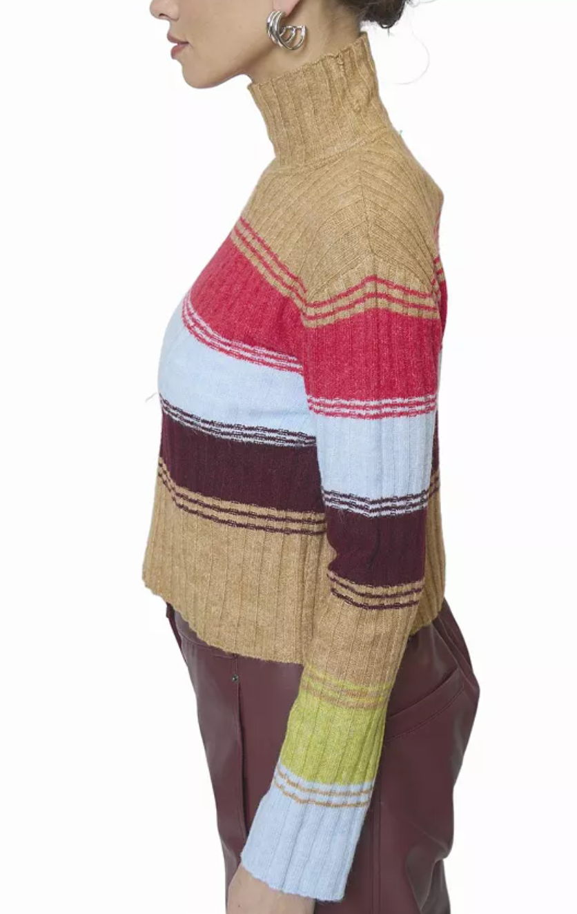 Marley Ribbed Gradient Stripe T Neck