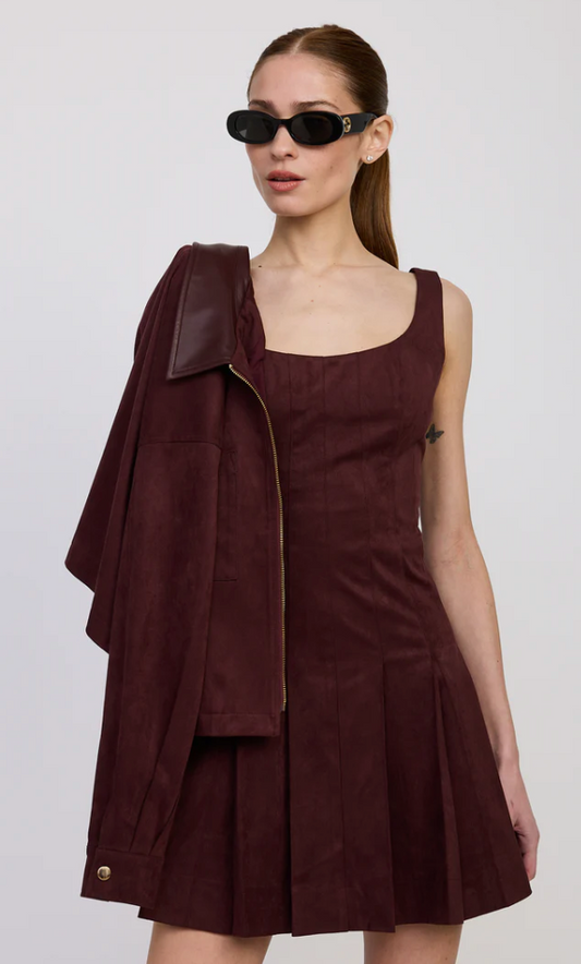 Faux Suede Pleated Mini