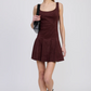 Faux Suede Pleated Mini