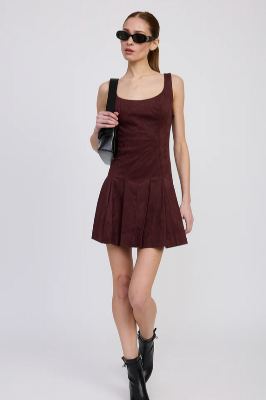 Faux Suede Pleated Mini