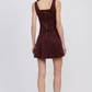 Faux Suede Pleated Mini