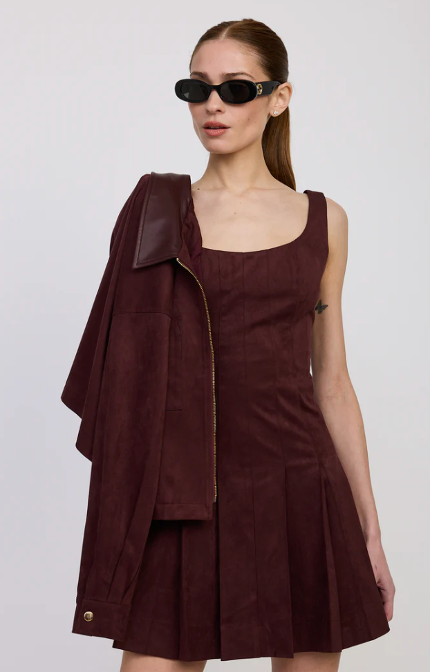 Faux Suede Pleated Mini