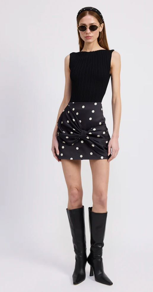Ruched Bow Mini Skirt