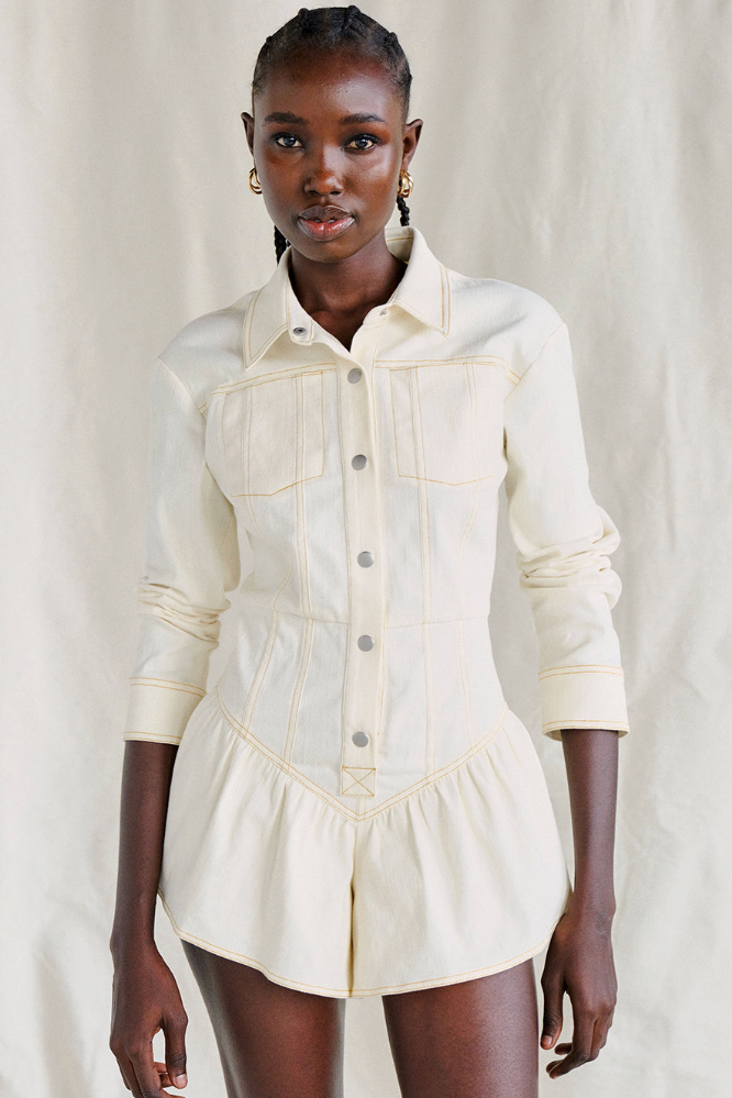 Rhea Stretch Denim Romper