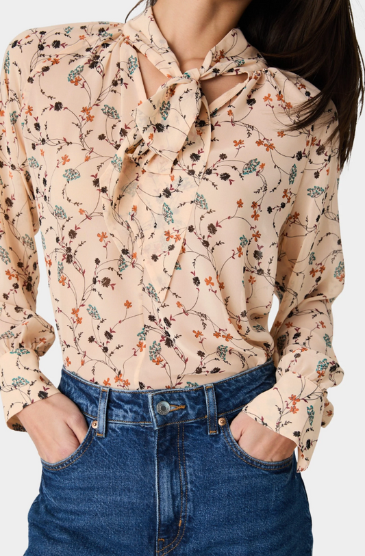 Leithia Whispy Chiffon Neck Tie Top