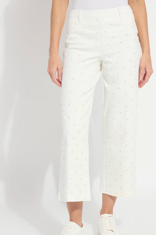 Audrey Pearled Embellished Crop Denim