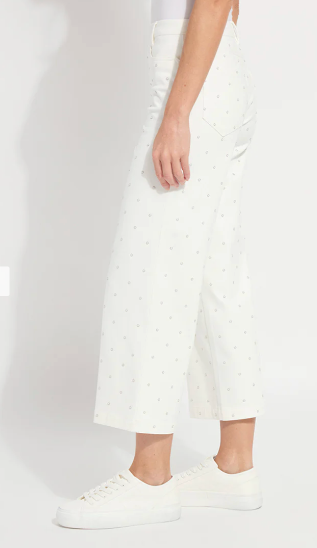 Audrey Pearled Embellished Crop Denim