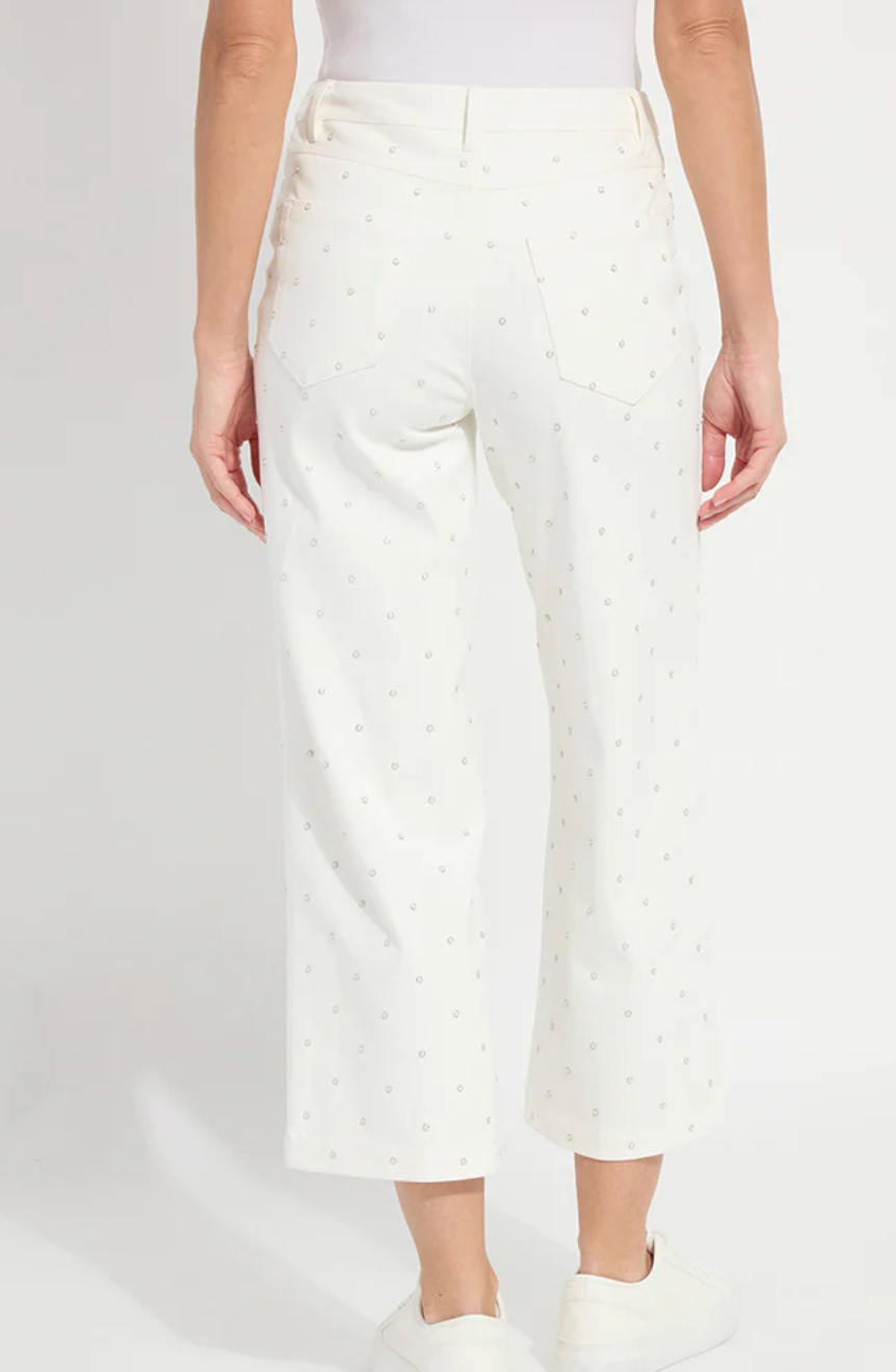 Audrey Pearled Embellished Crop Denim