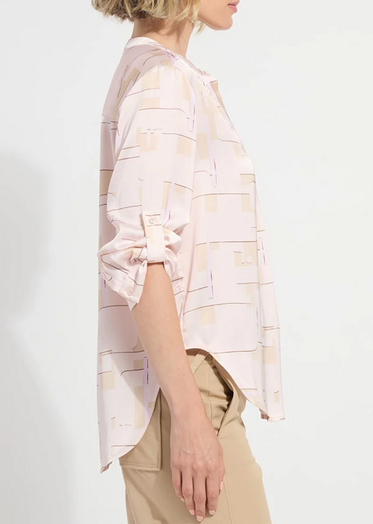 Ashanti Roll Tab Printed V Neck