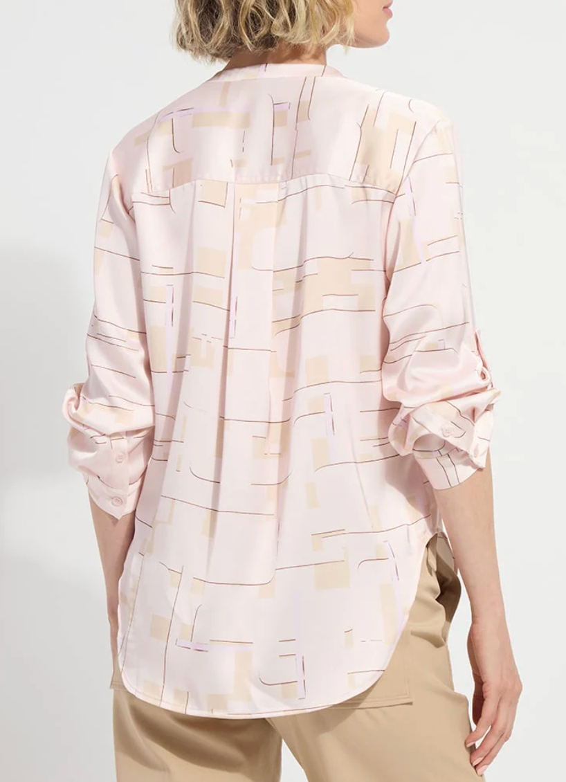 Ashanti Roll Tab Printed V Neck