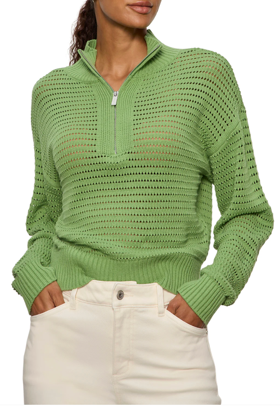 Open Knit 1/2 Zip Sweater