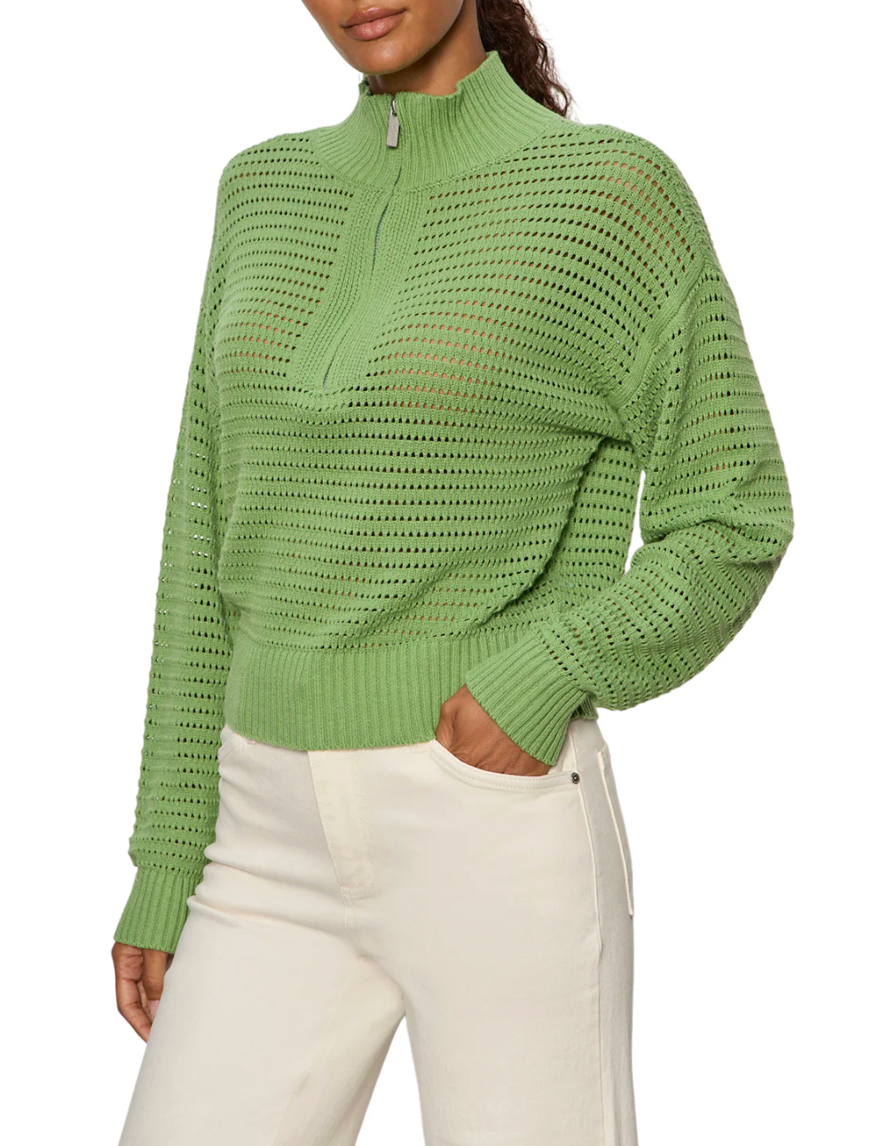 Open Knit 1/2 Zip Sweater