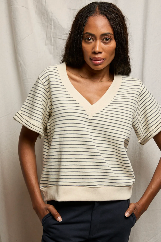 Briggs Striped V-Neck Sweatshirt