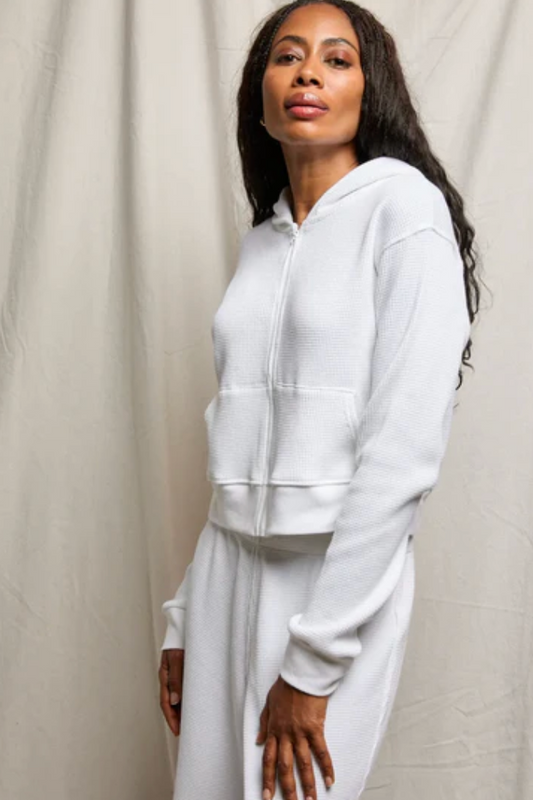 Inez Waffle Cropped Hoodie
