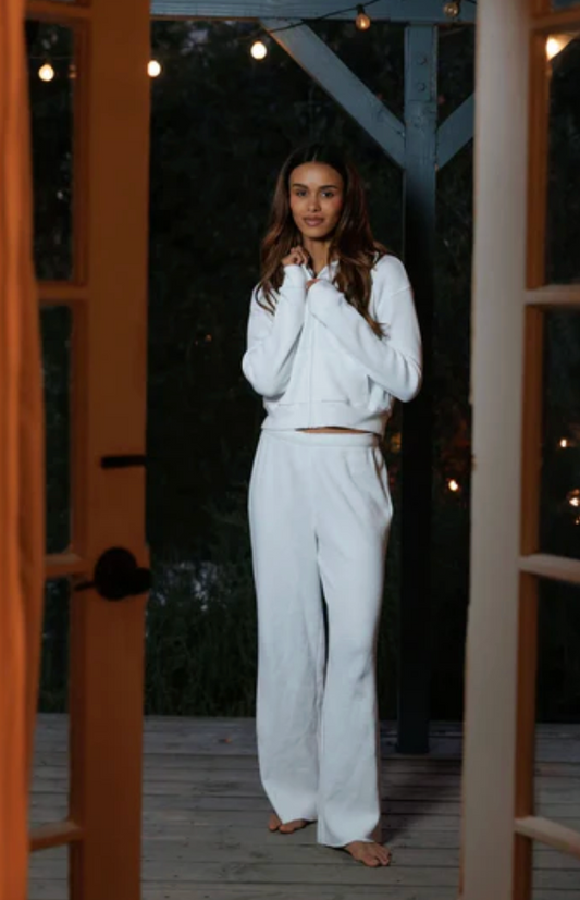 Inez Waffle Cropped Hoodie