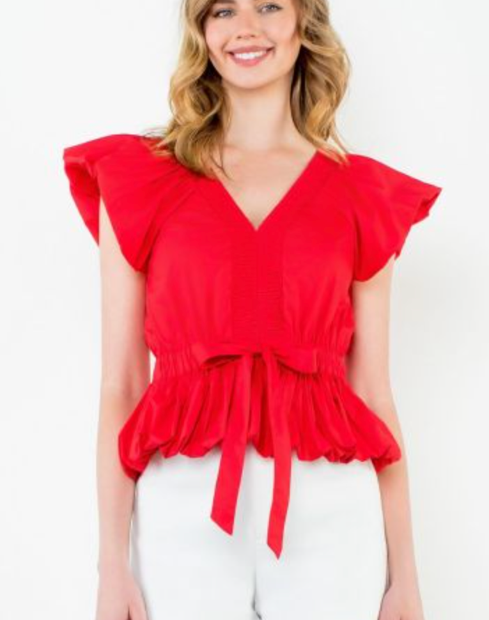 V Neck S/S Top
