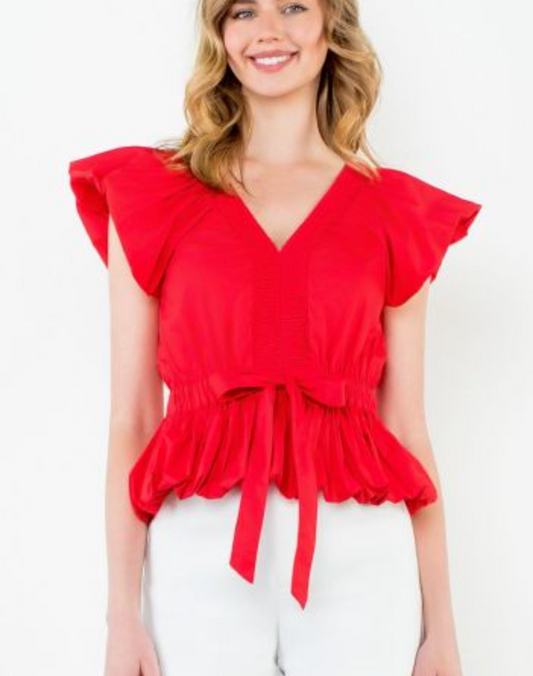 V Neck S/S Top