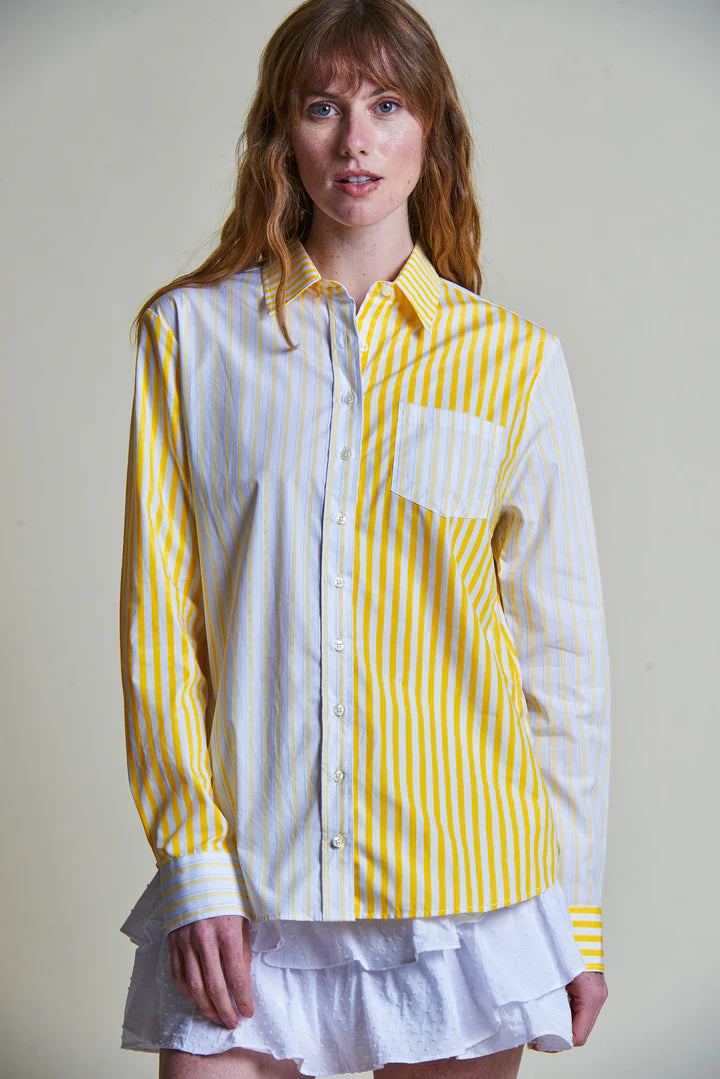 The Shirt By Rochelle Behrens Boyfriend Shirt, Yellow Stripe