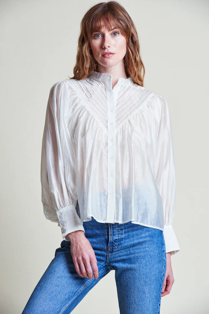 The Shirt By Rochelle Behrens Shiv Ruffled Shirt, White